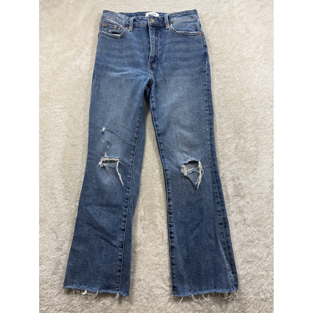 Pistola Womens Lennon Cropped Bootcut Distressed Raw Hem Jeans 26 Meas: 26x25.5